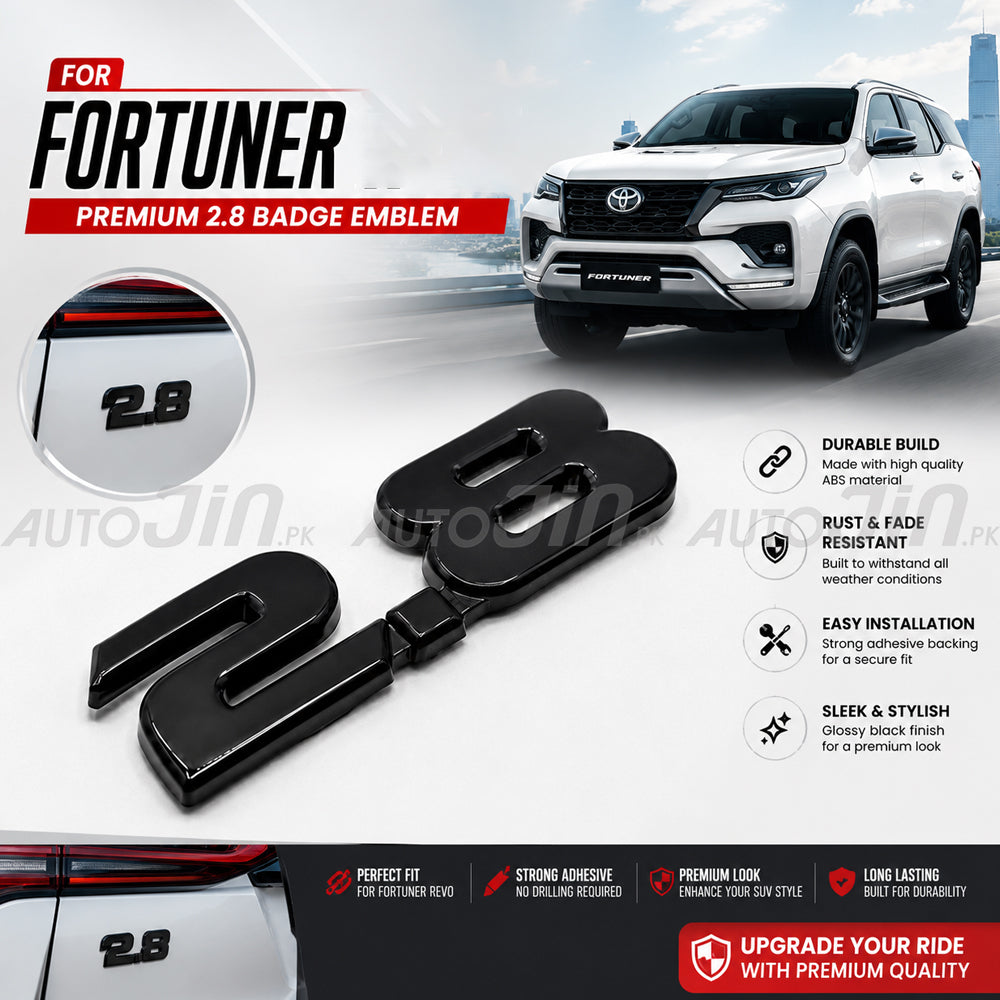 Toyota Fortuner 2020-2026 2.8 Black Rear Trunk Logo Emblem