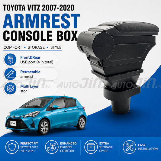 Sogo Toyota Vitz 2017-2026 Leather Armrest Console With Usb 4 Ports
