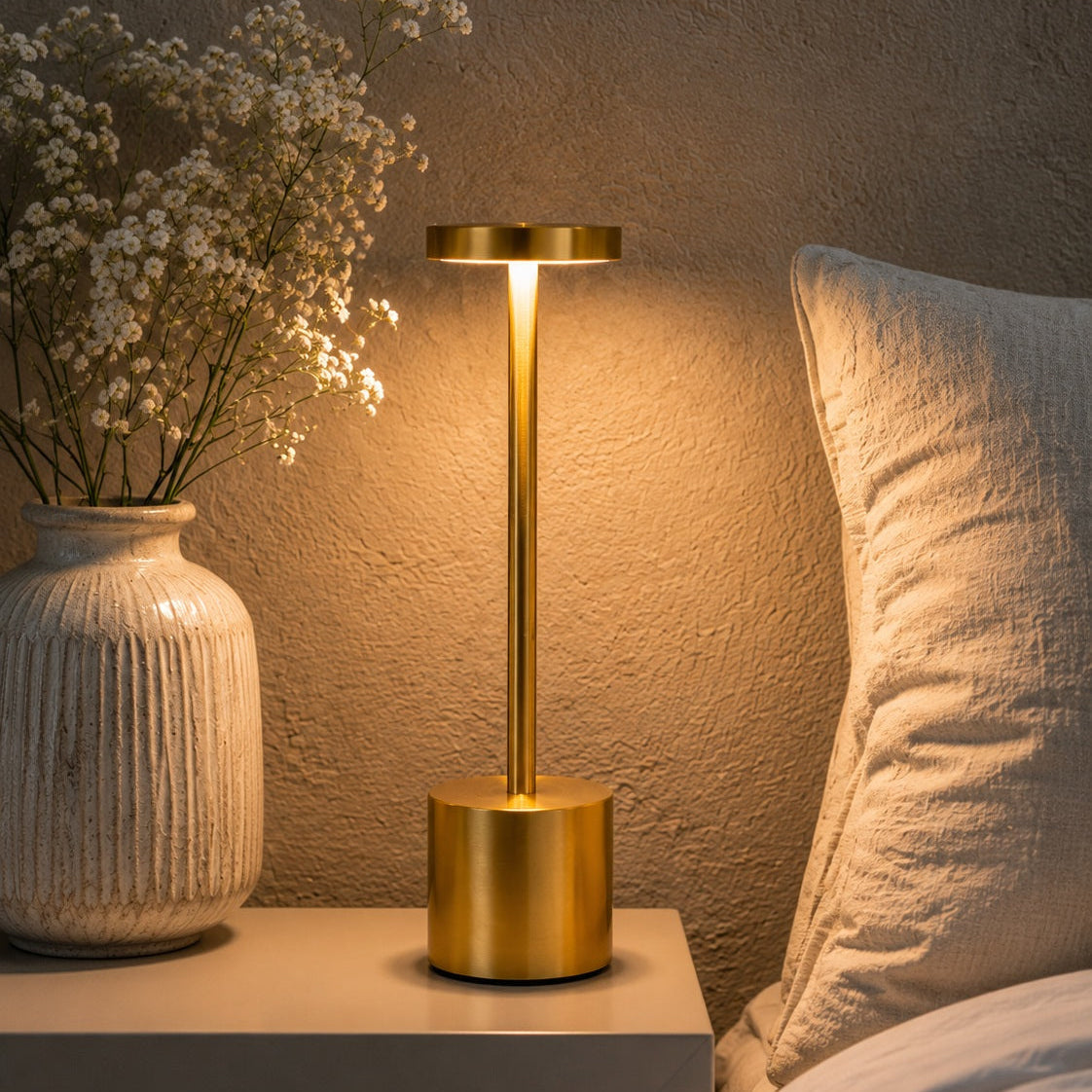 Rechargeable LED Table Lamp 12-hr Battery  – Premium Metal Finish