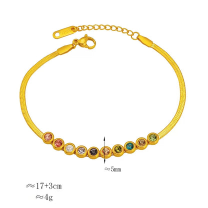 Gold Tone Crystal Station Chain Bracelet