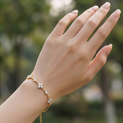 Luxe Blossom Crystal Link Bracelet