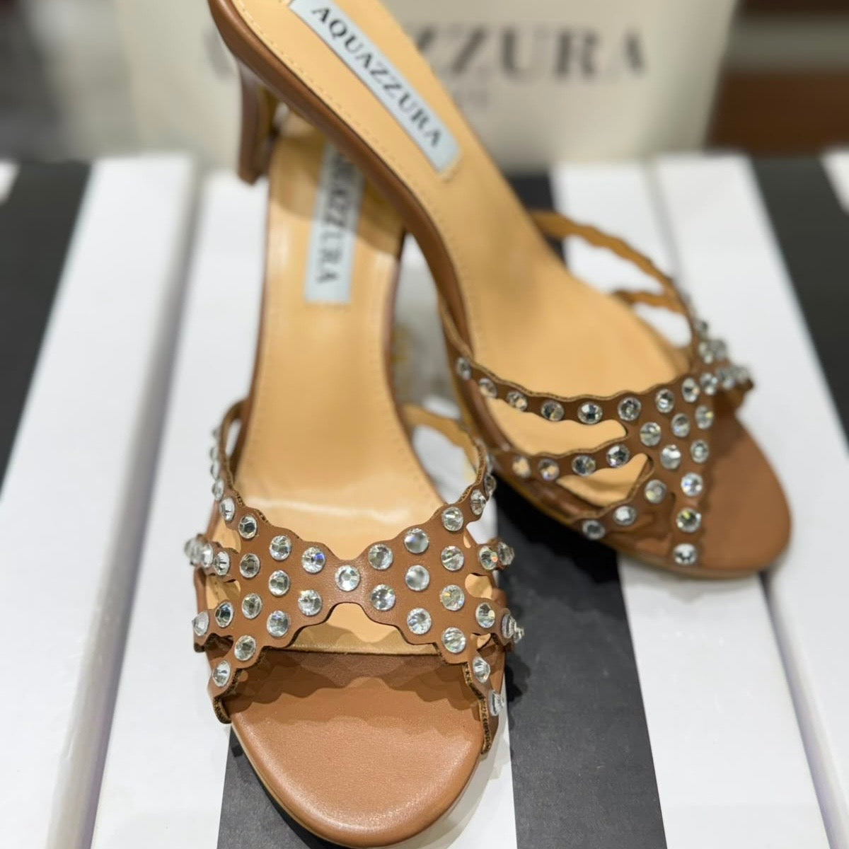 AQUAZZURA Tequila Mule 75 Heels - Box packaging