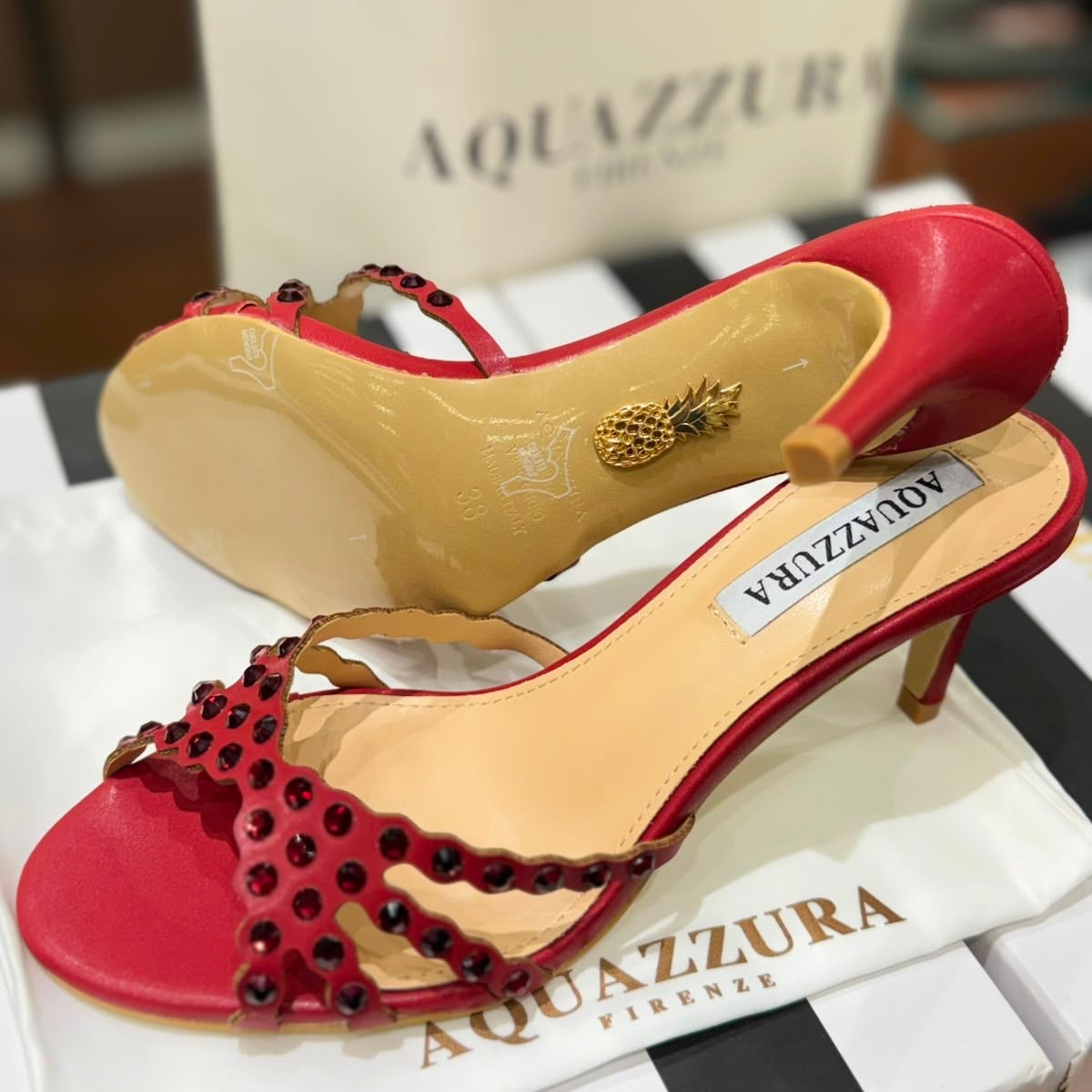 AQUAZZURA Tequila Mule 75 Heels - Box packaging