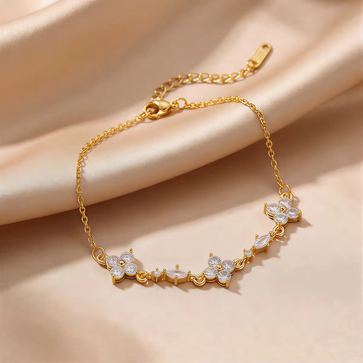 Luxe Blossom Crystal Link Bracelet