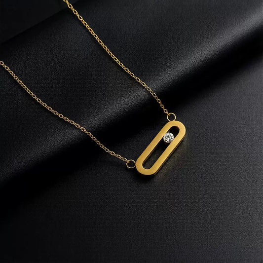 Gold-Tone Crystal Bar Necklace