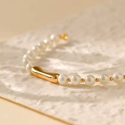 Gold-Plated Pearl Beaded Bracelet