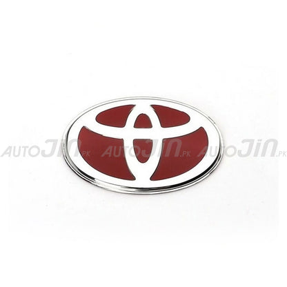 Toyota Steering Wheels Logo Emblem Red & Chrome