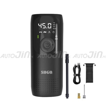 Sogo 5,000mAh Electric Smart Digital Display Tire Inflator & Power Bank With Led Light LP2-P