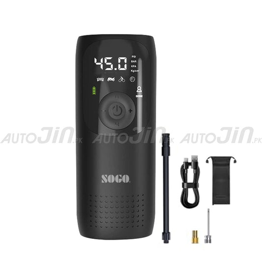 Sogo 5,000mAh Electric Smart Digital Display Tire Inflator & Power Bank With Led Light LP2-P