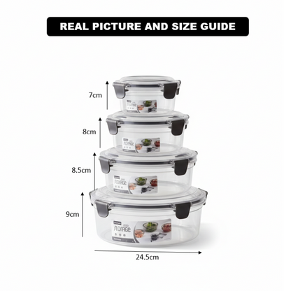 4-Pcs Round Airtight Storage Boxes