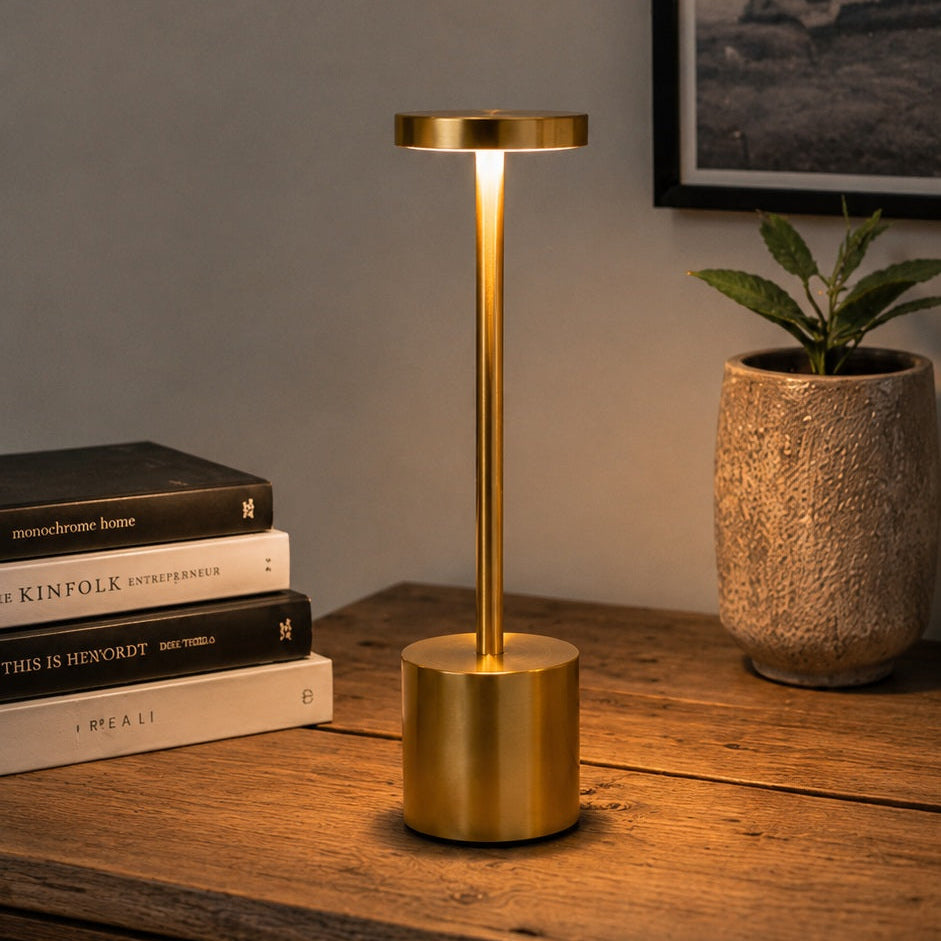 Rechargeable LED Table Lamp 12-hr Battery  – Premium Metal Finish