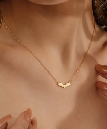Gothic Gold Bat Pendant Necklace
