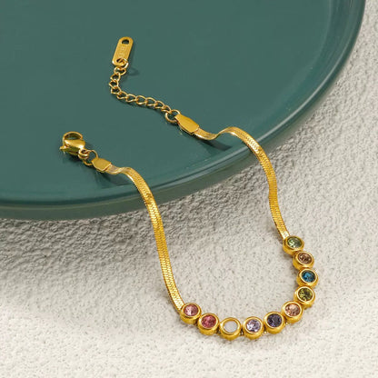 Gold Tone Crystal Station Chain Bracelet