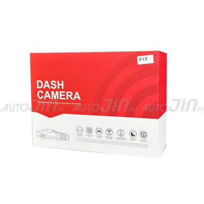 V12 WiFi Dual Lens 1080P Full HD Dash Camera with Rear Camera | Car DVR Video Recorder