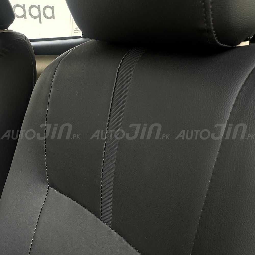 Toyota Yaris 2020-2026 Black with Carbon Strap Leather Seat Cover