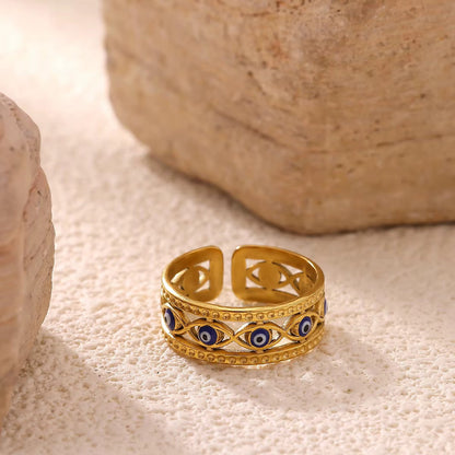 Amulet Blue Evil Eye Adjustable Ring