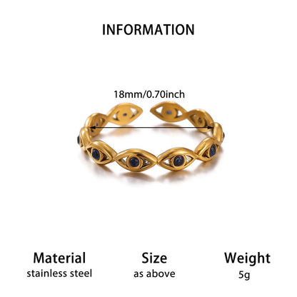Golden Evil Eye Adjustable Ring