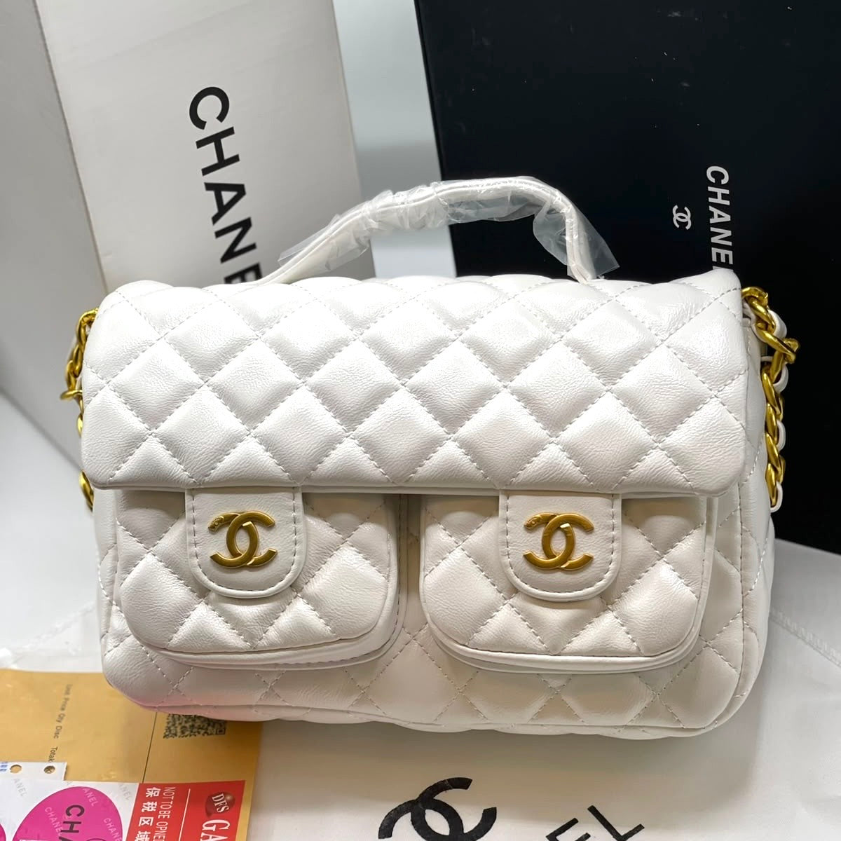 CHANEL DOUBLE POCKET TOP HANDLE- Box Packaging