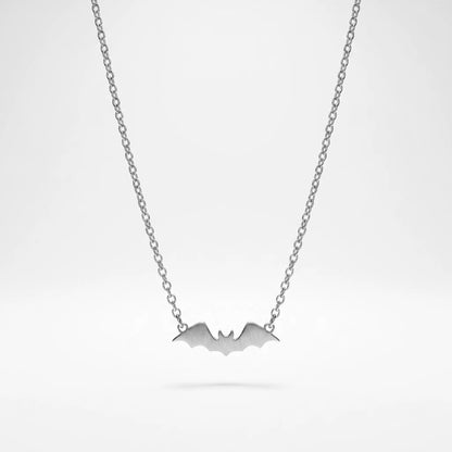 Silver Bat Pendant Necklace
