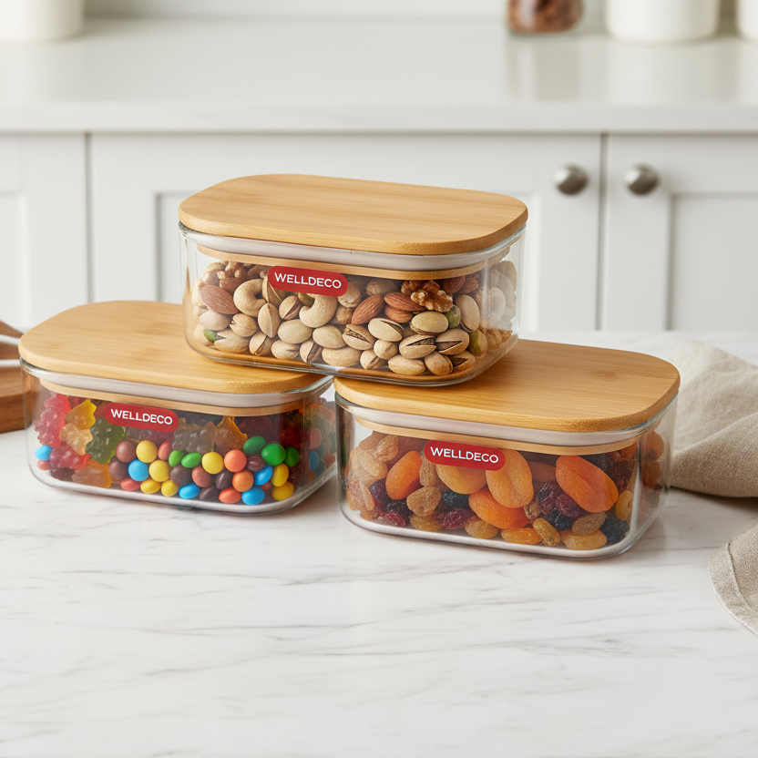 3-Pcs Stack & Seal Glass Container Set (1165)