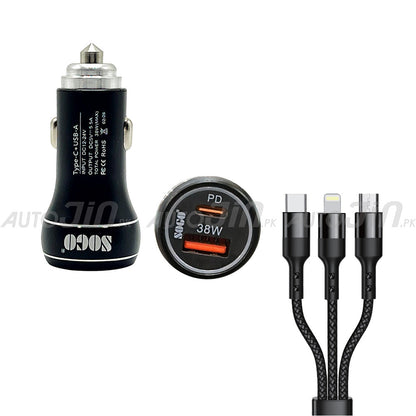 Sogo Fast Charger 3 in 1 PD+USB Port 38W