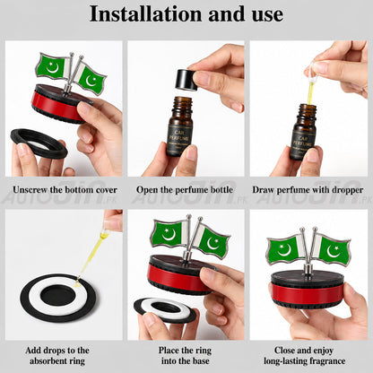 Universal Car Solar Pakistan Flag Rotating Perfume