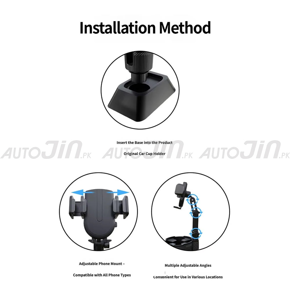 Universal 2 in 1 Car Cup Holder With Phone Mount