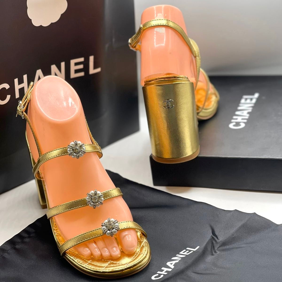 CHANEL Interlocking CC Logo Sandals- Box Packaging