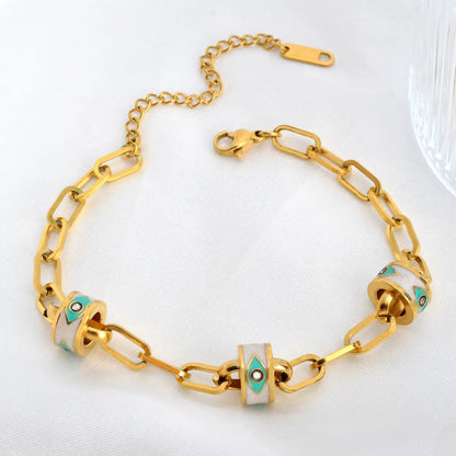 Golden Evil Eye Bead Chain Bracelet