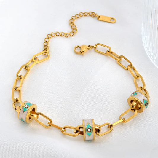 Golden Evil Eye Bead Chain Bracelet