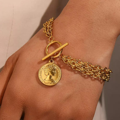 Aurelia Layered Coin OT Clasp Bracelet