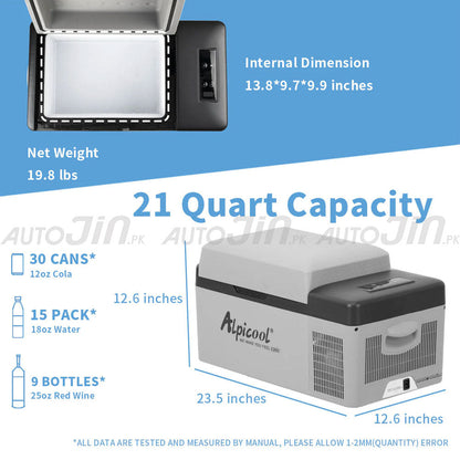 Alpicool C20 20L Car Refrigerator AC 12V DC 24V