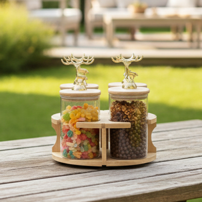 Royal Deer 4-Pcs Rotating Storage Jars Station (1107)