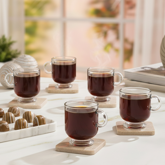 BaristaPrime 6‑Pcs Glass Tea Cup Set (2484) by Limon