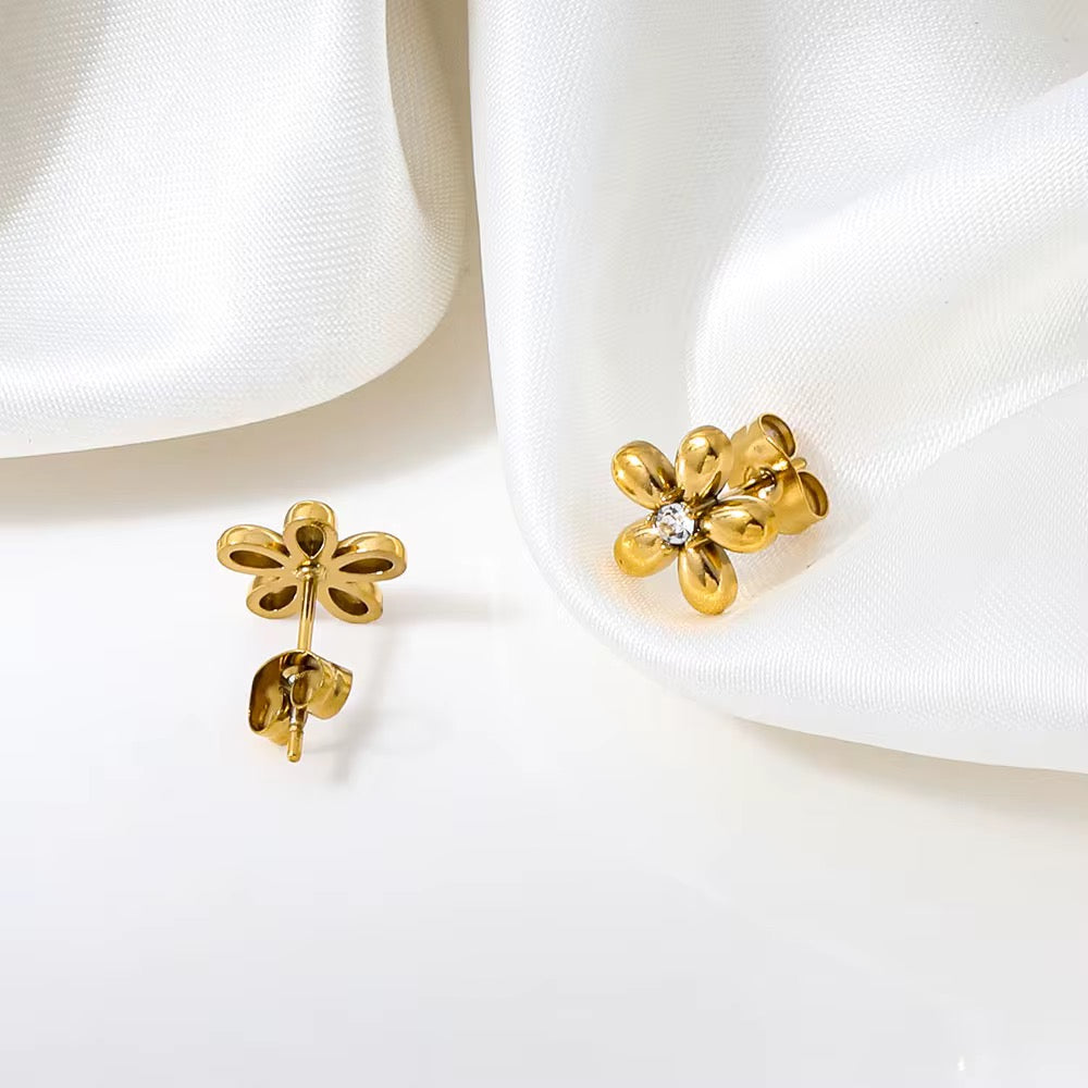 Dainty Blossom Crystal Stud Earrings