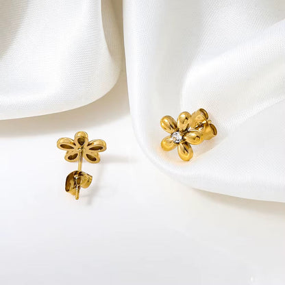 Dainty Blossom Crystal Stud Earrings