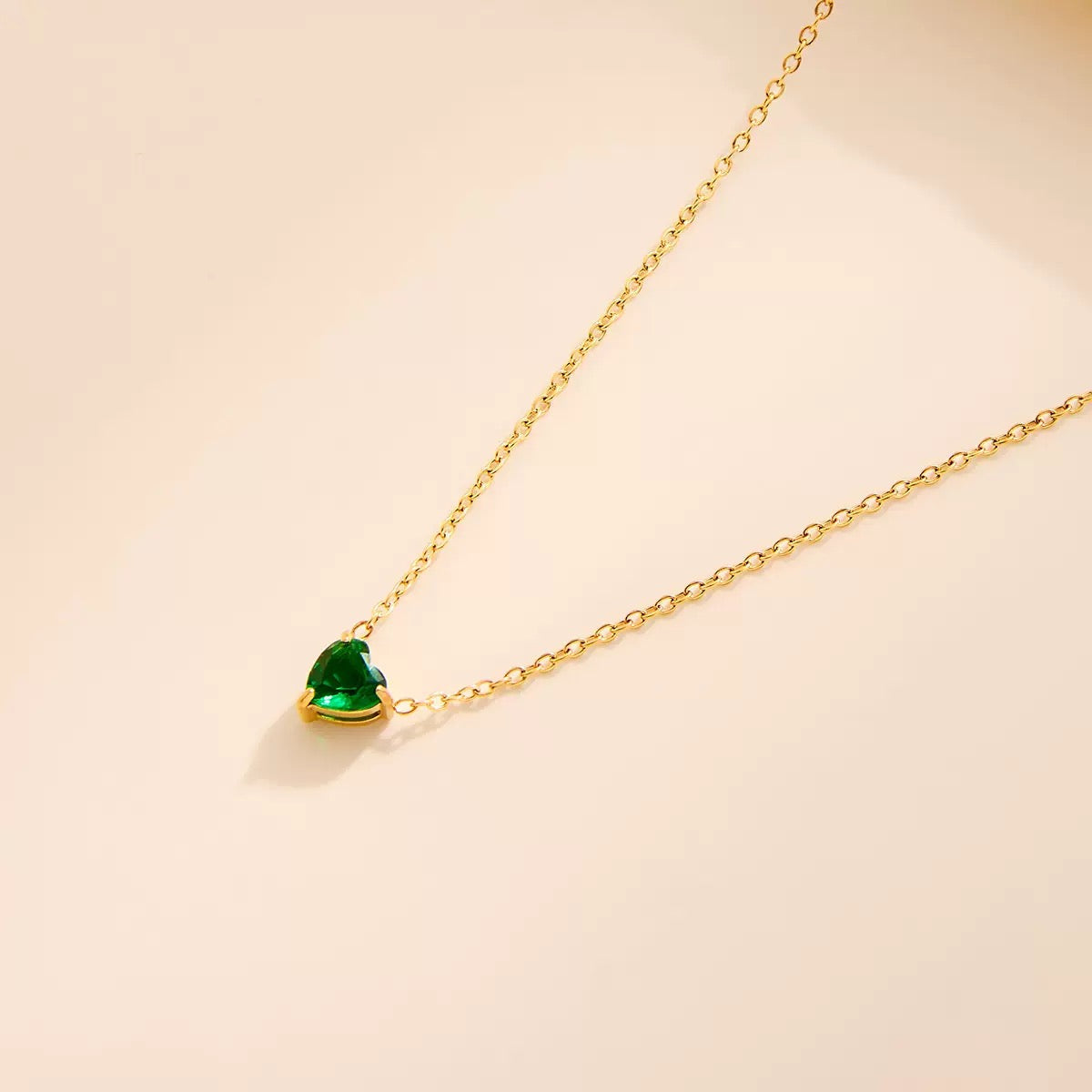 Heart Birthstone Dainty Pendant Necklace