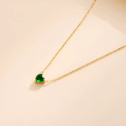 Heart Birthstone Dainty Pendant Necklace