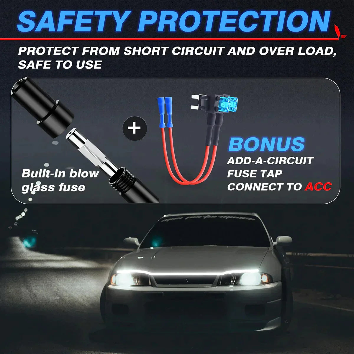 Car Bonnet Ambient Flexible Waterproof LED Light (71 Inches)