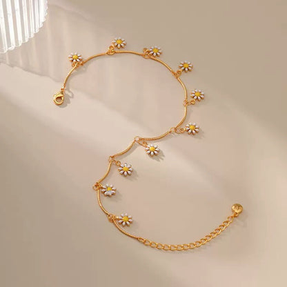 Gold-Plated Daisy Charm Anklet