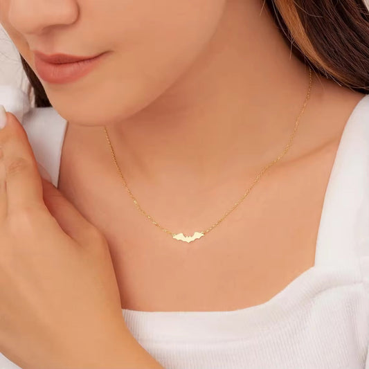 Gothic Gold Bat Pendant Necklace