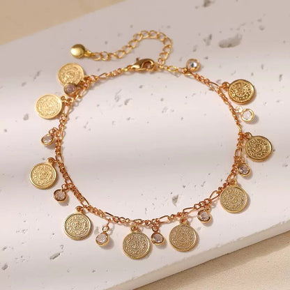 Gold-Plated Coin Charm Anklet