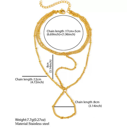 Gilded Layered Ring Handchain