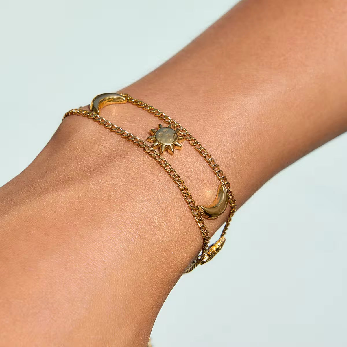 Celestial Sun & Moon Layered Bracelet