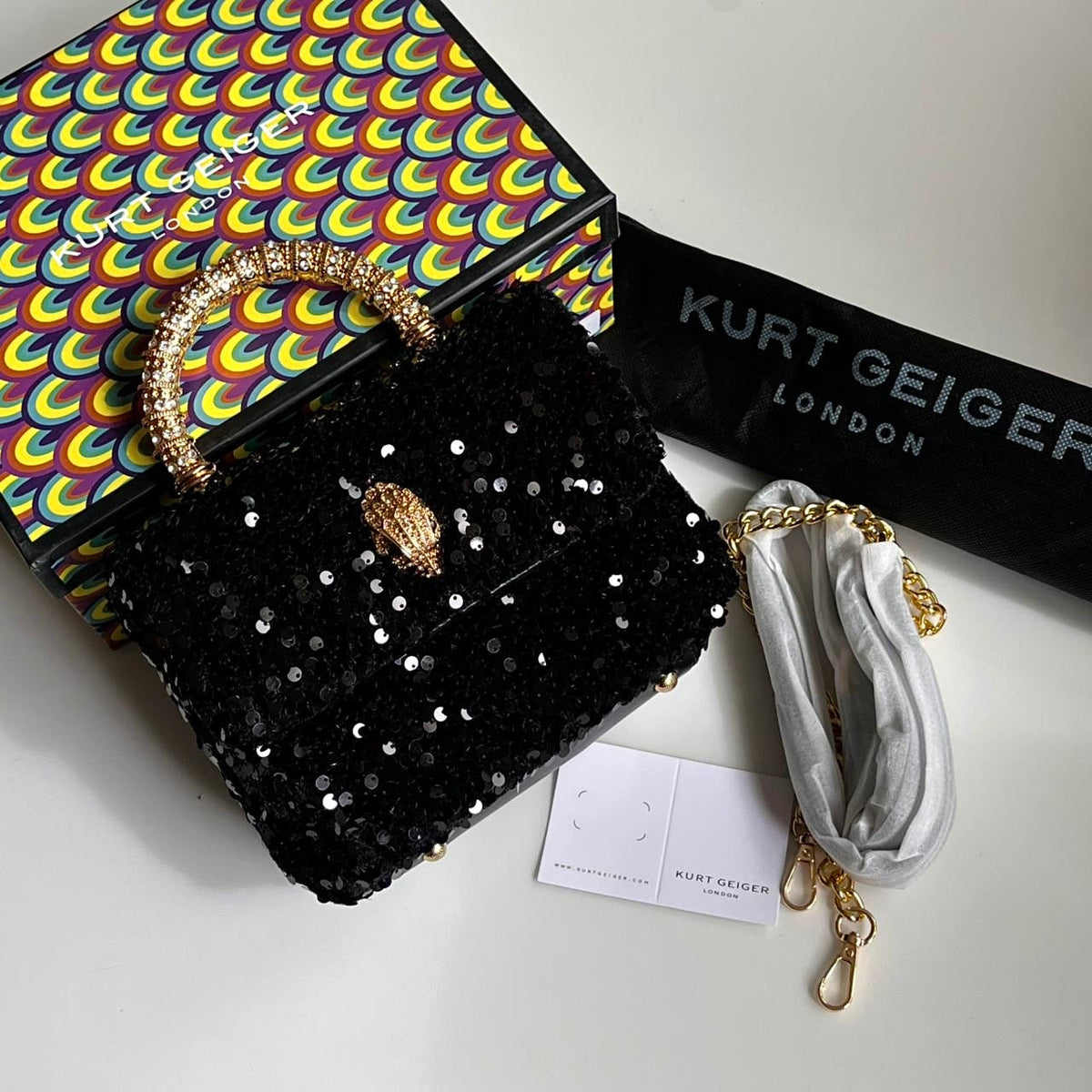 KURT GEIGER Crossbody Shoulder Bag with long chain- Box Packing