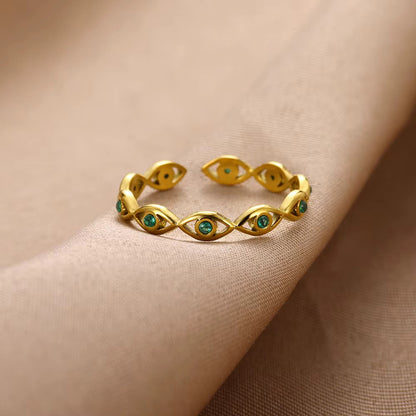 Golden Evil Eye Adjustable Ring