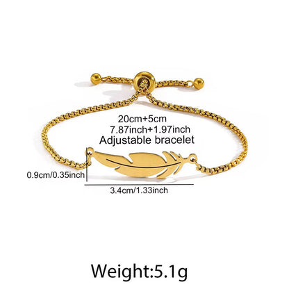 Bohemian Gold Feather Adjustable Bolo Bracelet