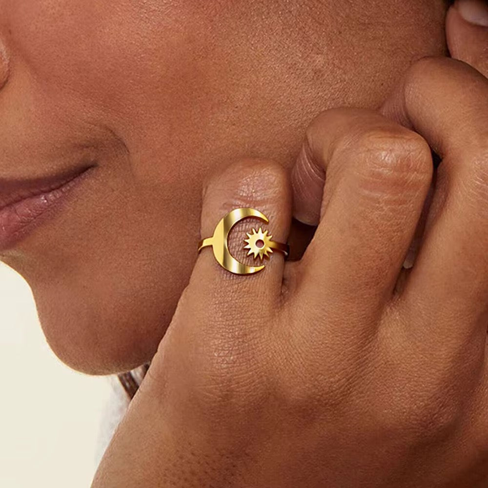 Celestial Sun and Moon Adjustable Ring