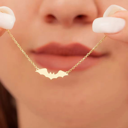 Gothic Gold Bat Pendant Necklace