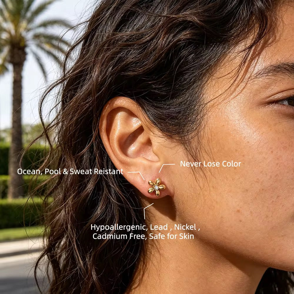 Dainty Blossom Crystal Stud Earrings